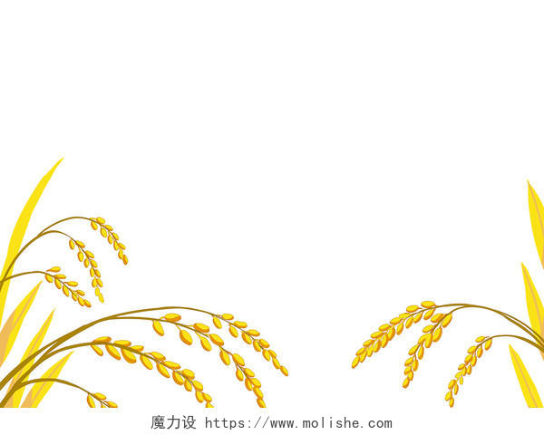 黄色卡通插画秋天秋季小麦麦子水稻稻谷png素材
